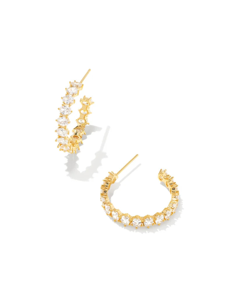 CAILIN CRYSTAL HOOP GOLD IN WHITE CRYSTAL