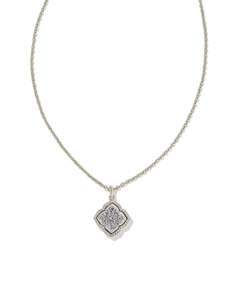 MALLORY SILVER PENDANT NECKLACE IN PLATINUM DRUSY