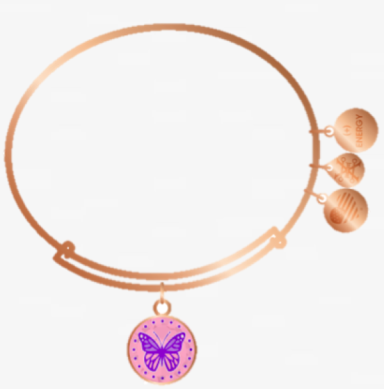 CANDY CRYSTALS BUTTERFLY CHARM BANGLE - SHINY ROSE GOLD
